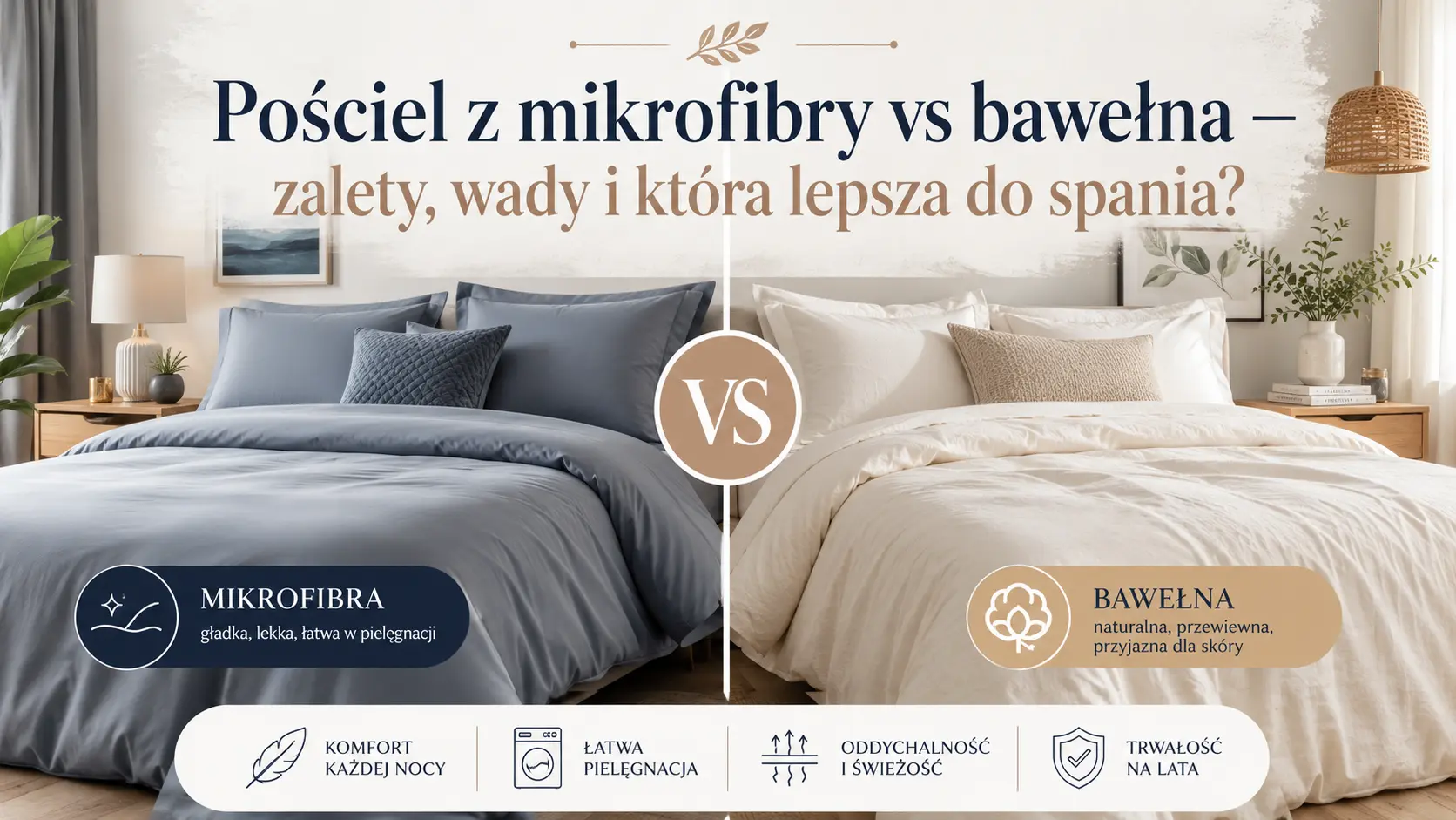 Pościel z mikrofibry vs bawełna — zalety, wady i która lepsza do spania?